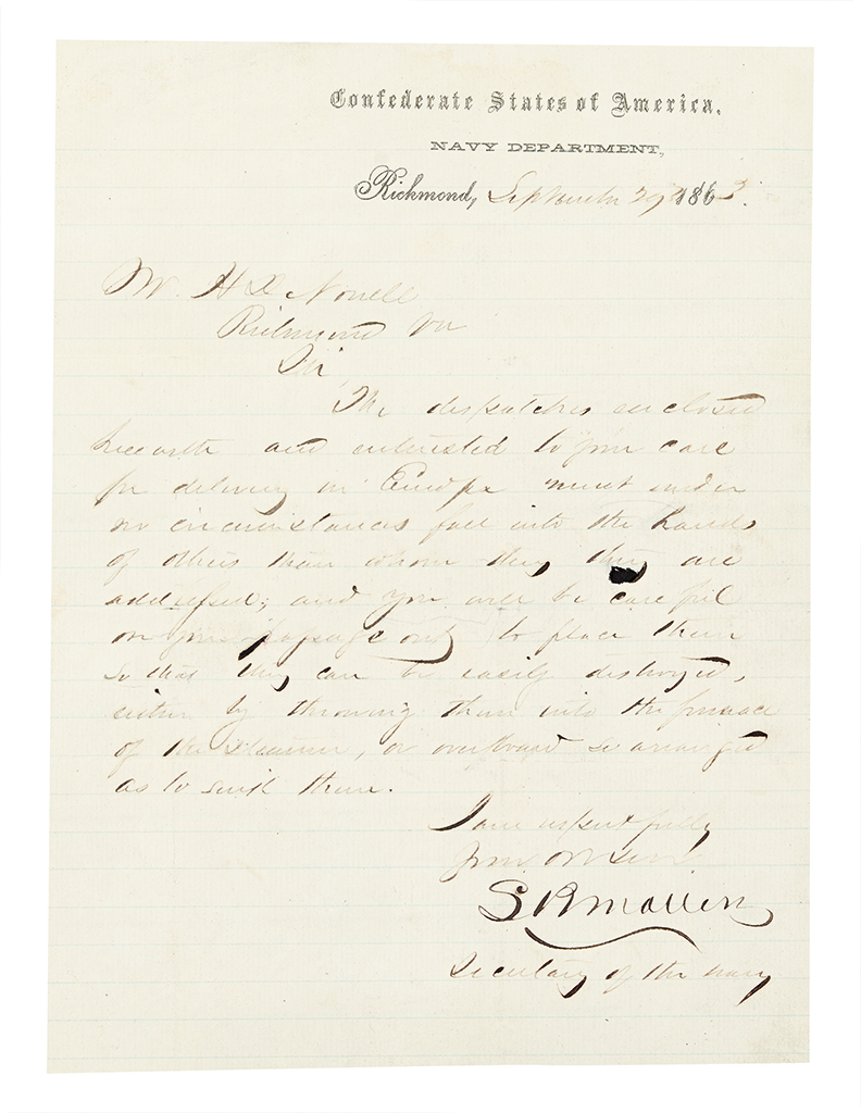 (CIVIL WAR--CONFEDERATE.) Correspondence archive of high-level Confederate courier Hansford D. Norrell.